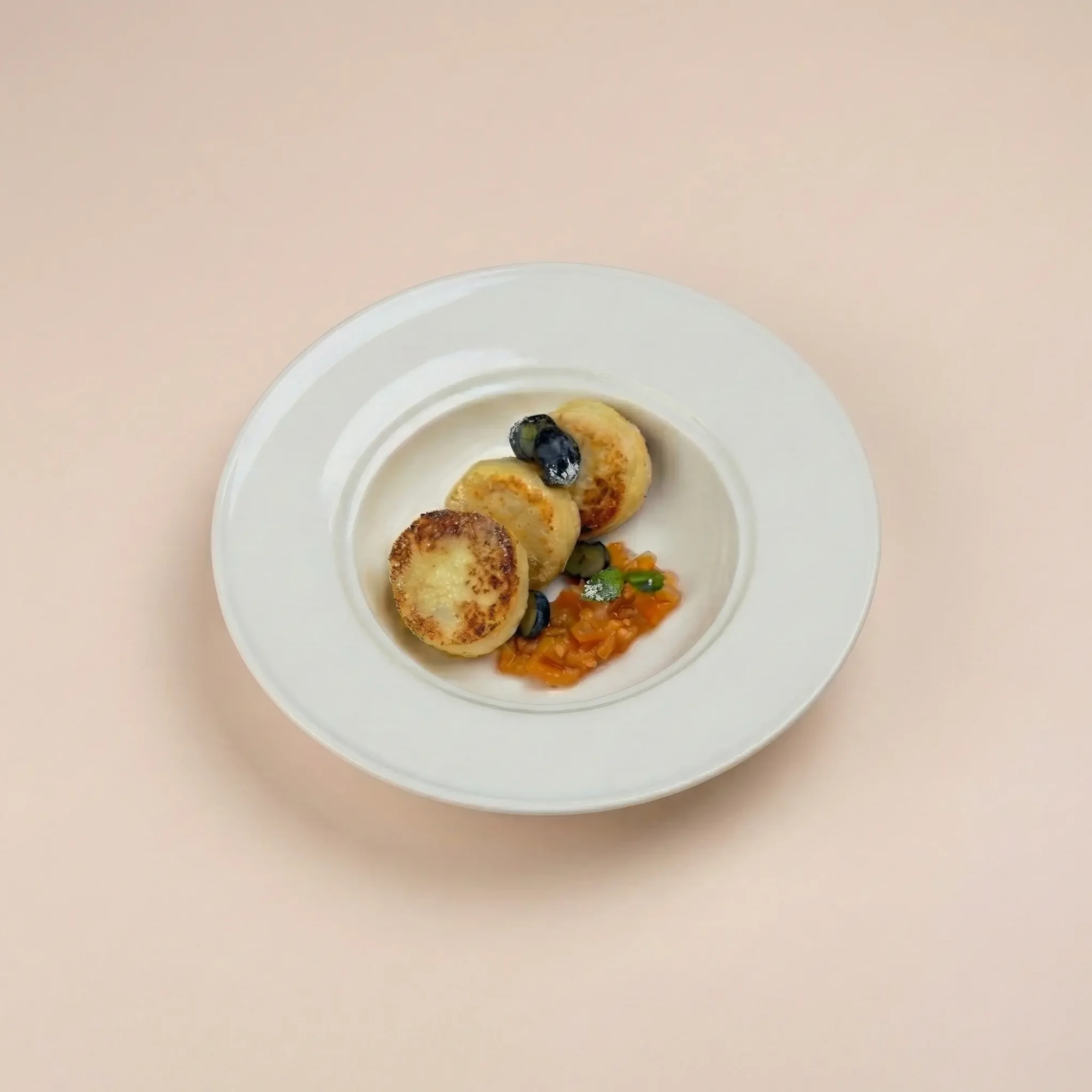 Syrniki – Cream, seasonal fruit jam